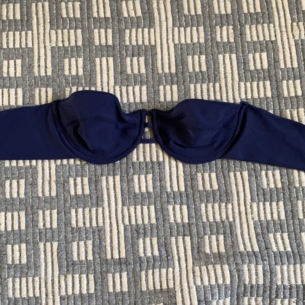 Acacia navy blue bandeau strapless bikini top